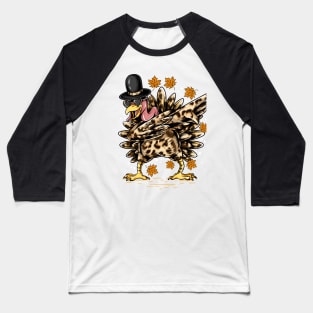 Leopard print Dabbing Turkey Thanksgiving Baseball T-Shirt